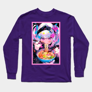 Cute Anime Girl |  Ramen Noodles | Hentaii Chibi Kawaii Design Long Sleeve T-Shirt